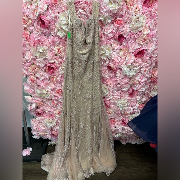 Jovani 00617 size 12 mauve off the shoulder long dress NWT - Picture 2 of 7